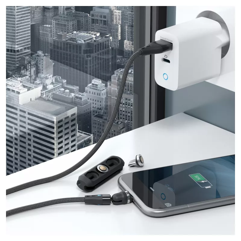 Kabel USB RealPower MagneticCharge3 2m USB A Czarny