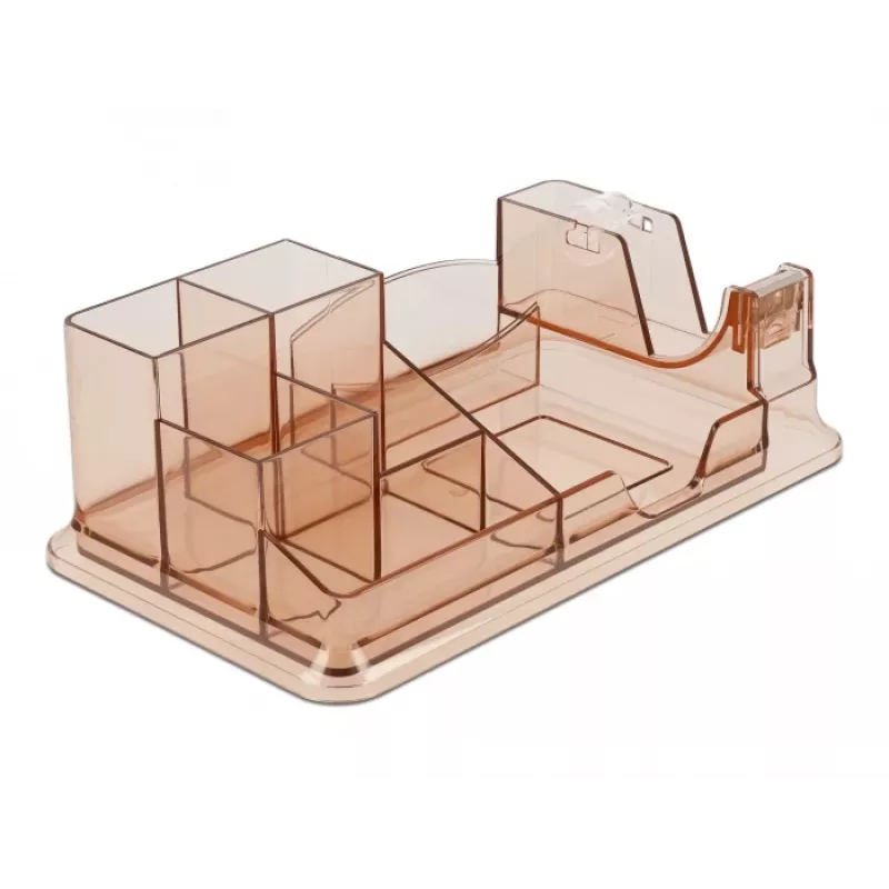 Organizer na biurko DeLOCK 18341 przezroczysty brązowy plastik 145x250x85mm