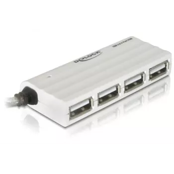 Koncentrator USB DeLOCK 87445 Zewnętrzny 4-portowy 480 Mbit/s Biały