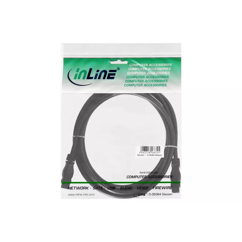 Kabel FireWire 800 InLine 39902 1.8m męski/męski czarny