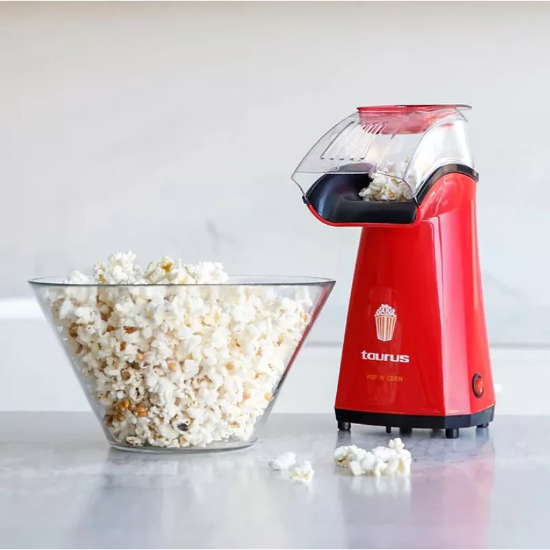 Maszyna do popcornu Taurus 968375000 S7600343 — 1100 W, przezroczysta pokrywa, 3 min przygotowania