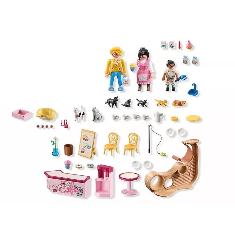 Playset PLAYMOBIL My Life 71744 Kocia kawiarnia z figurkami, zestaw do zabawy dla dzieci