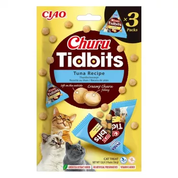 Mokry przysmak dla kota INABA Cat Churu Tidbits przepis z tuńczykiem — 3 x 12 g saszetki