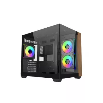 Obudowa PC Cooler Master Elite 481 Wood — dwukomorowa mATX z naturalnym drewnem i podwójnymi panelami ze szkła hartowanego