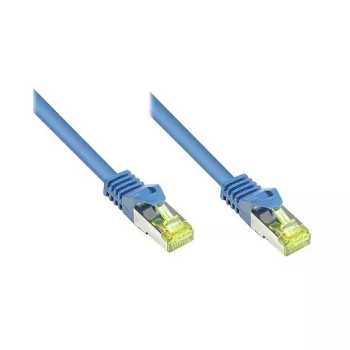 Kabel krosowy RJ45 z przewodem surowym kat. 7 i zabezpieczeniem zatrzasku (RNS®), S/FTP, PiMF, bezhalogenowy, 600 MHz, OFC, niebieski, 30 m, Good Connections® (8070R-300B)