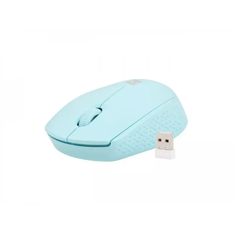 Bezprzewodowa mysz symetryczna NATEC STORK — Bluetooth + USB Type-A, 1600 DPI, 3 przyciski, jasnoniebieska