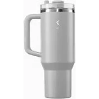 Izolowany kubek Lurch Big Cup Jura szary 1.2 L ze stali nierdzewnej z podwójną ścianką próżniową, słomką, 12 h utrzymywania temperatury