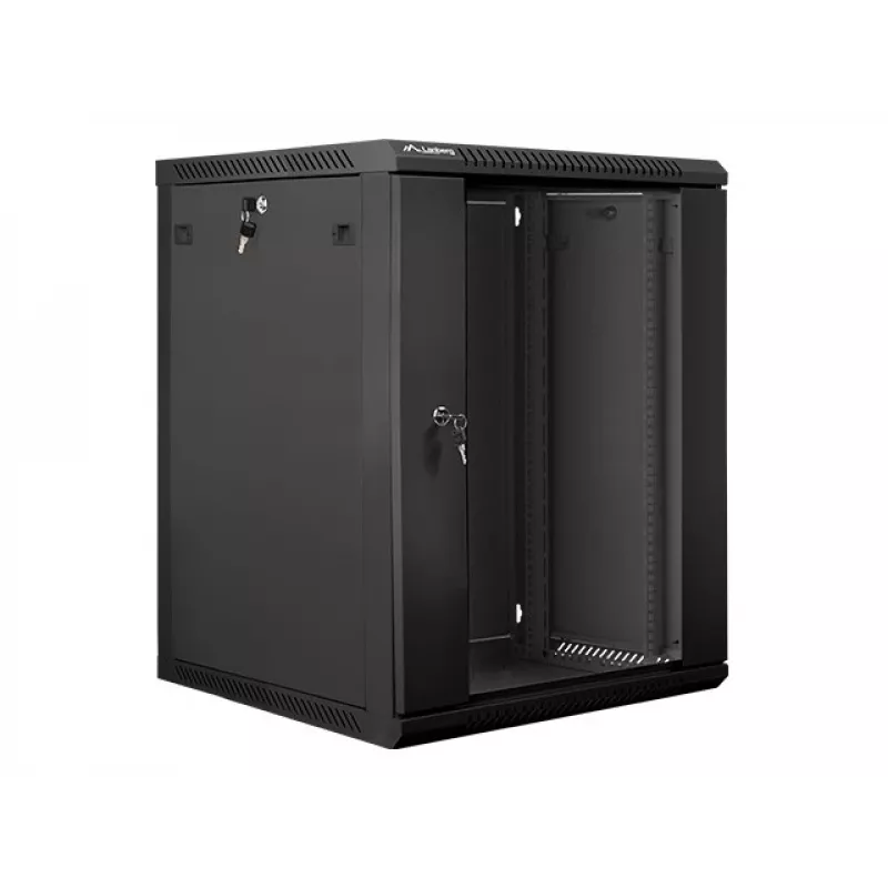 Lanberg ścienna szafa instalacyjna rack 19'' 15U 600x600mm czarna (szklane drzwi)
