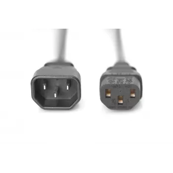 Digitus ASSMANN - Kabel przedłużacz zasilający - IEC 60320 C14 do zasilania IEC 60320 C13 - AC 250 V - 1,2 m - Formowany - Czarny (AK-440201-012-S)