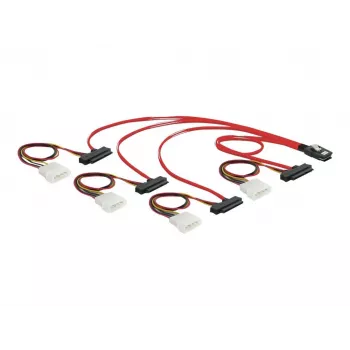 DeLOCK - Wewnętrzny kabel SAS (Serial Attached SCSI) - 4-torowy - 36 pin 4i Mini MultiLane - Wewnętrzne zasilanie, 4-pin, wewnętrzny SAS, 29-pin (SFF-8482) - 50 cm (83059)