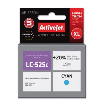 Wkład atramentowy ActiveJet AB-525CN kompatybilny z Brother, cyjan, Wysoka wydajność (XL), 15 ml