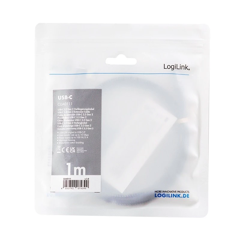 Przedłużacz USB 3.2 Gen2 Type-C żeński – USB-C, PD, 1 m