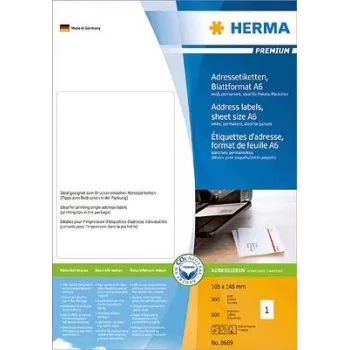 HERMA Premium - etykiety adresowe - papier - matowe - trwały samoprzylepny - biały - 105 x 148 mm 800 etykiet (800 arkuszy x 1) (8689)