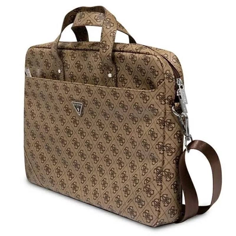Torba na laptopa GUESS GUCB15P4TW 16 cali brązowa Saffiano z logo trójkąta 4G