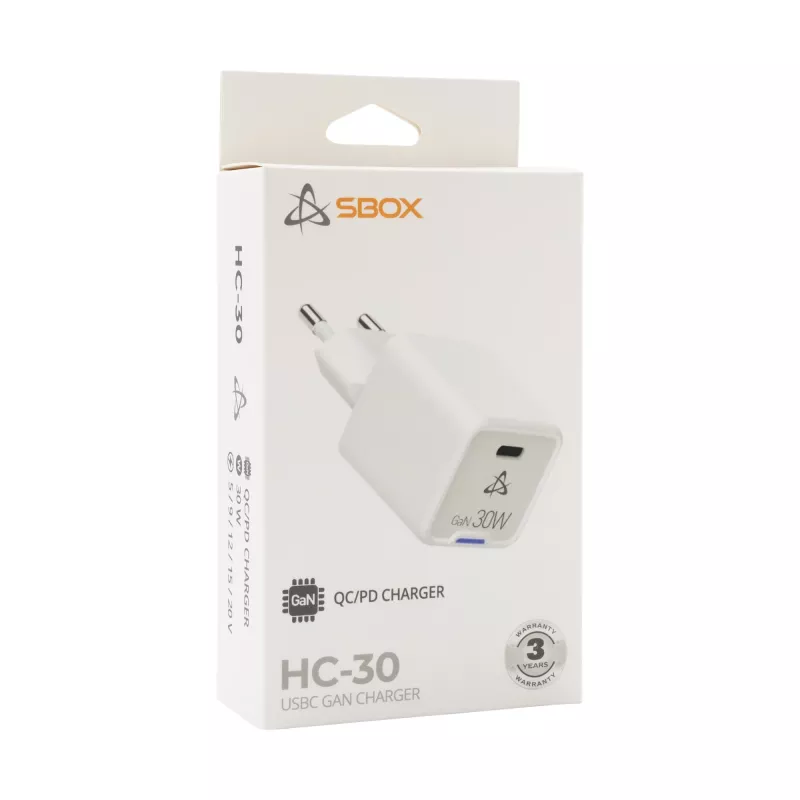 SBOX Home Charger HC-30 30W GaN szybka ładowarka USB Type-C