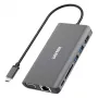 UNITEK uHUB O8+ Przewodowy USB 3.2 Gen 1 Type-C Szary 100W Power Delivery