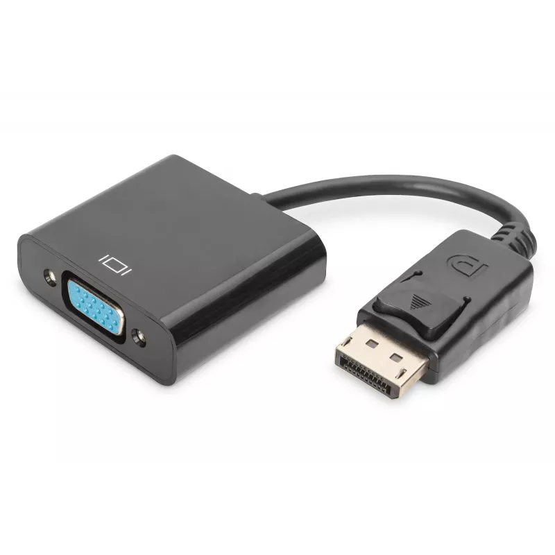 Kabel przejściowy Assmann DisplayPort. DP - HD15 M/M. 0,15 m z blokadą. Zgodność z DP 1.1. UL. czarny bez ekranowania. 32AWG (AK-340410-001-S)