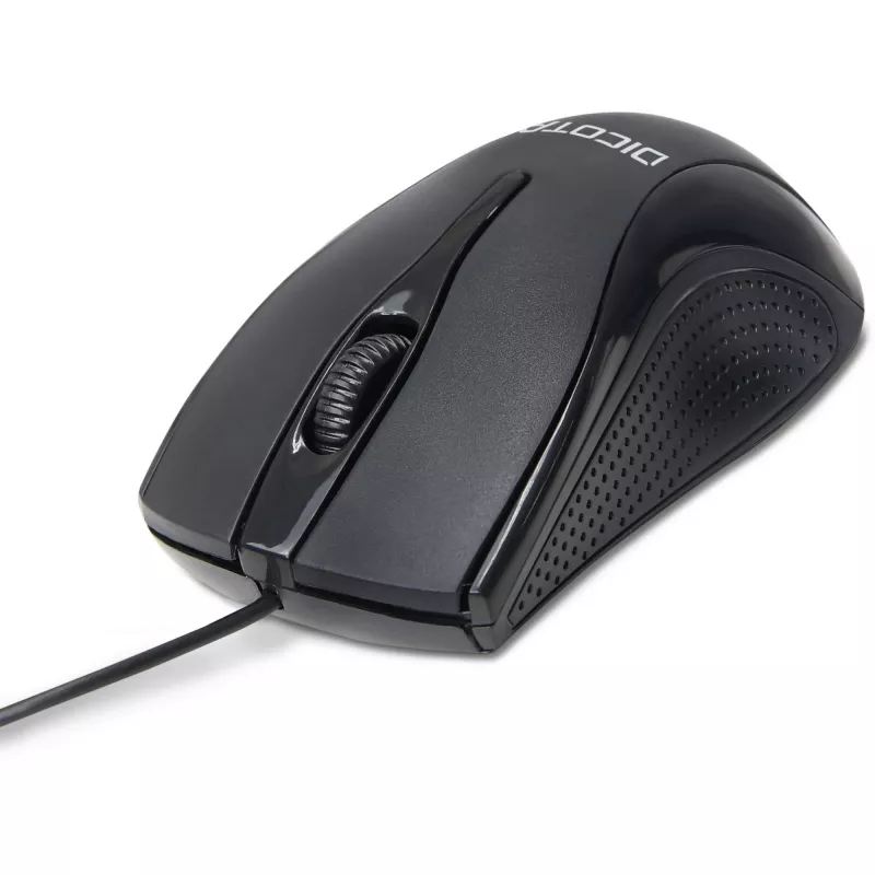 DICOTA - Mysz - dla prawo- i leworęcznych - Laser - 3 przyciski - Przewodowa - USB - Czarny (D32011)
