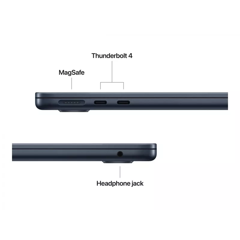 Apple MacBook Air 13 (2025), 24 GB, 512 GB, M4 (10-rdzeniowy CPU/10-rdzeniowy GPU), Midnight, zasilacz 35 W Dual USB-C, klawiatura niemiecka, MC6C4D/A