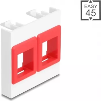 DELOCK Easy 45 Moduł 2x mocowania Keystone 45x45 mm biały/czerwony