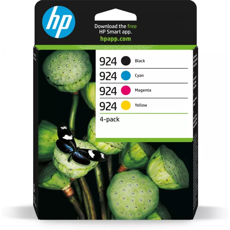 HP 924 CMYK oryginalnych wkładów atramentowych 4-pak, czarny, cyjan, magenta, żółty, 4 szt., 500 stron, 400 stron