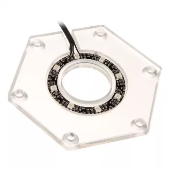 Zestaw montażowy BitsPower Hexagon BP-WTHU-RGB — akryl przezroczysty, 91.4×80×6.5 mm
