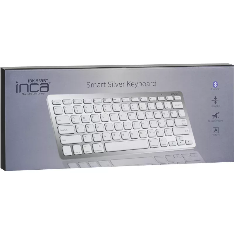 Klawiatura bezprzewodowa Inca IBK-569BT Bluetooth 78 klawiszy metaliczny srebrny