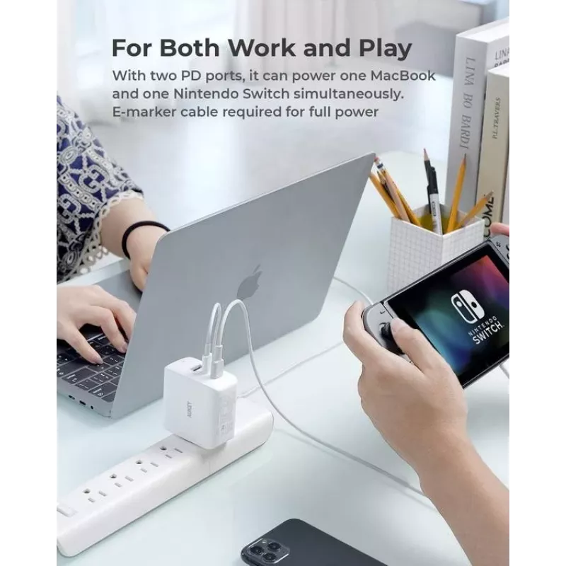 AUKEY PA-B6S biały Omni a Mix GaN ultraszybka ładowarka ścienna
