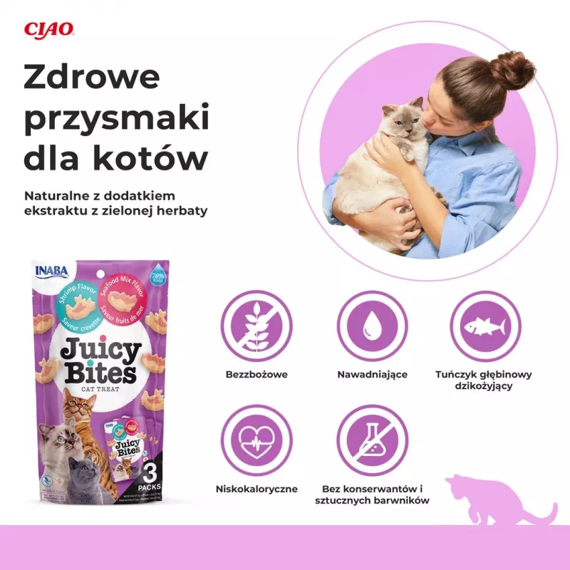 INABA Juicy Bites krewetki i owoce morza – przysmaki dla kota – 3x11,3 g