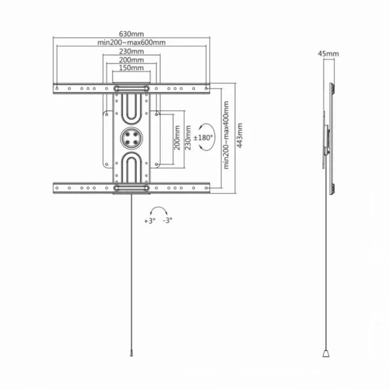 Uchwyt stały Sbox PLB-1246F do telewizora LED 37-70 cali, 50 kg