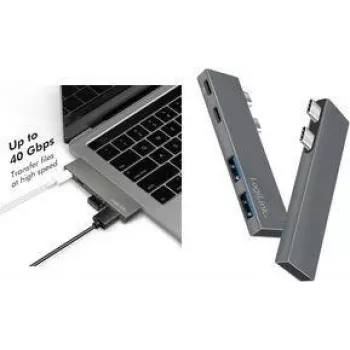 LogiLink UA0399 USB 3.2 Gen2x2 Hub 4-portowy, PD, do MacBooka i iPada, srebrny (UA0399)