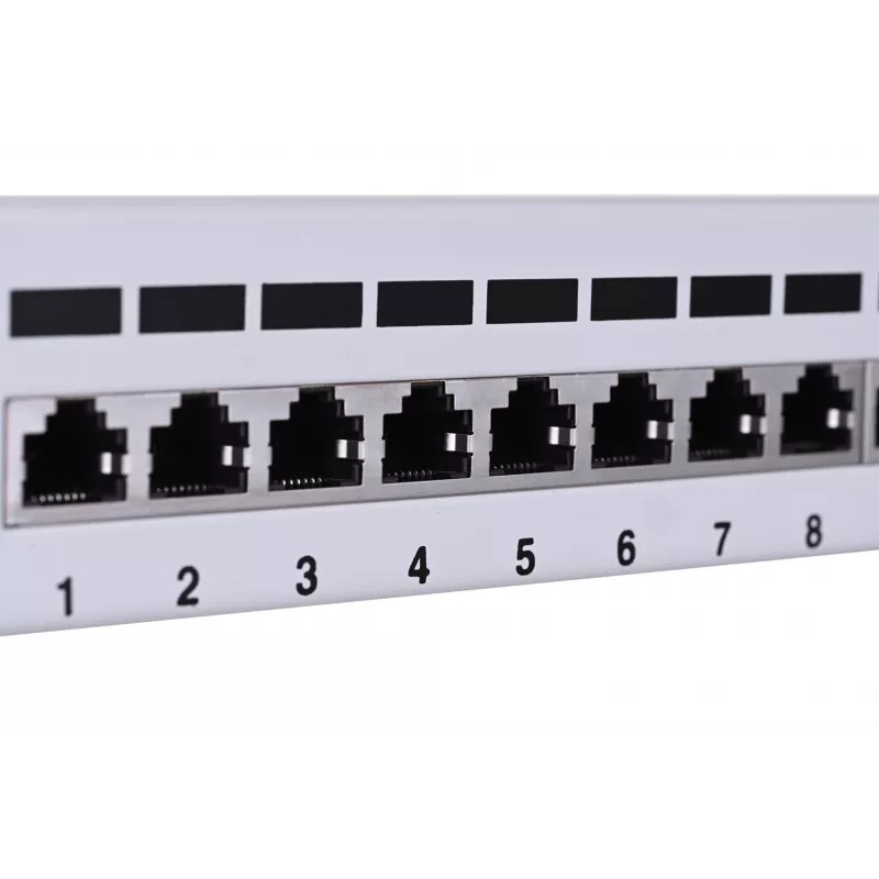 Patch panel LANBERG PPF6-9012-S, 12-portowy, metalowy, szary, 1U, 215×130×44,5 mm