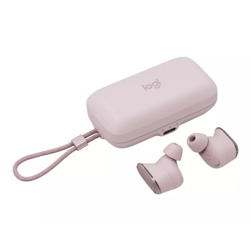 Logitech Zone True Wireless, słuchawki douszne, ANC, Rosé, różowy, douszne, Bluetooth, 985-001090