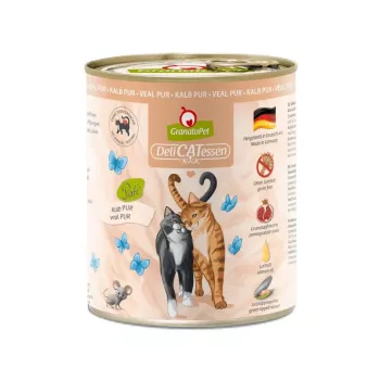 Mokra karma dla kota Fox4Pets DeliCATessen Pur Veal puszka 800 g, dla dorosłych, karma pełnoporcjowa, hipoalergiczna, bezglutenowa i bez soi