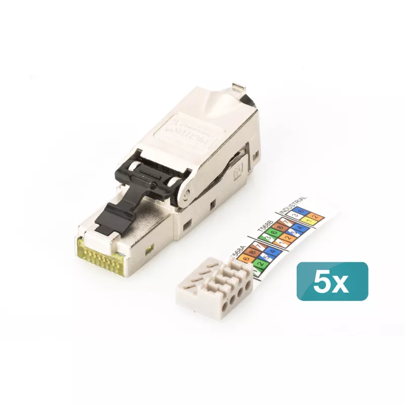 Digitus CAT 6A Wtyk do montażu polowego STP 5 szt. RJ-45 Męski Srebrny
