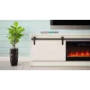 Szafka RTV z kominkiem elektrycznym Cama Meble model GRANERO RTV GRANERO + KOM B/B, 200x56,7x35 cm, biały/biały połysk, 2 drzwi, 2 półki, MDF/płyta wiórowa