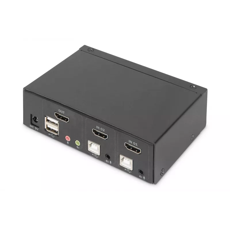 Przełącznik KVM Digitus 2-portowy z pojedynczym wyświetlaczem 4K HDMI