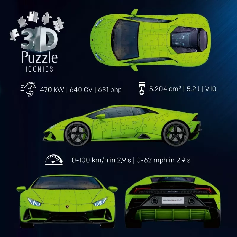 Puzzle 3D 158 elementów Lamborghini Huracan EVO zielony