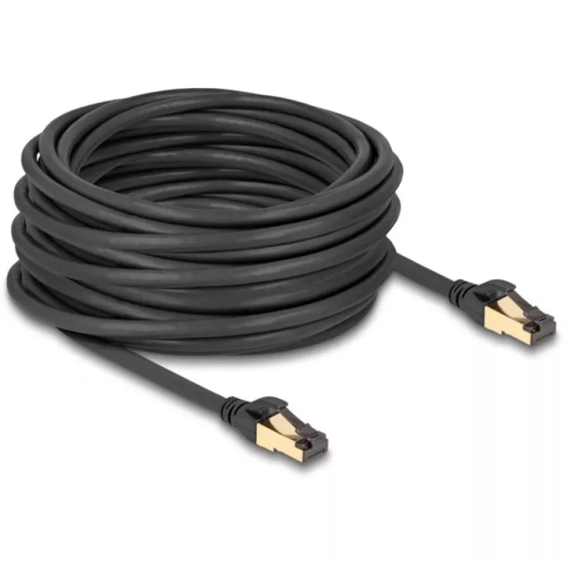 Kabel sieciowy DeLOCK RJ45 Cat.6A męski do męskiego S/FTP 15 m czarny