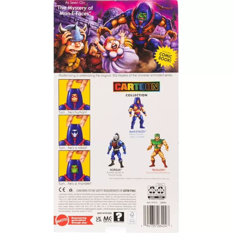 Figurka akcji MATTEL M.O.T.U. Origins Man-E-Faces JBM80, kolekcjonerska ruchoma postać