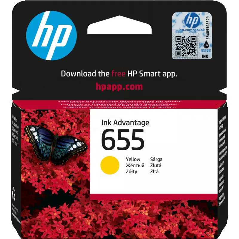 HP 655 żółty Oryginalny Ink Advantage Cartridge, żółty, 1 szt., 600 stron