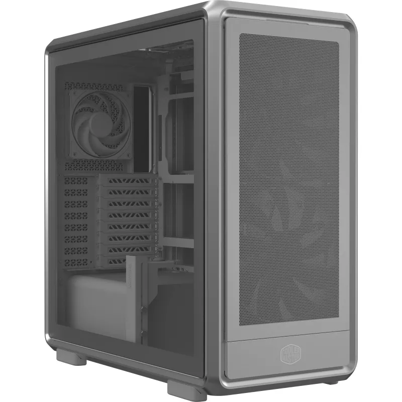PC Midi Tower Cooler Master MasterFrame 600 Mesh Srebrny — obsługuje ATX/EATX, przednie 2×200 mm, dyski 2,5 cala/3,5 cala