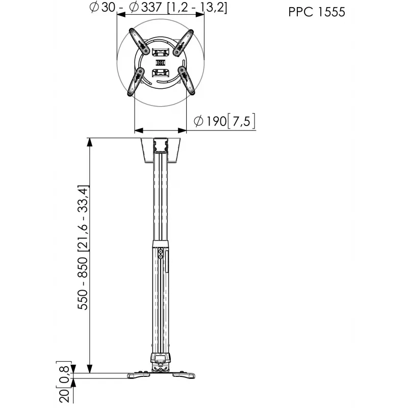 Uchwyt sufitowy do projektora Vogel's PPC 1555 srebrny