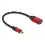 Adapter USB DeLOCK 60172 USB Type-C męski na USB Type-A żeński 10 Gb/s 15 cm czerwony metal