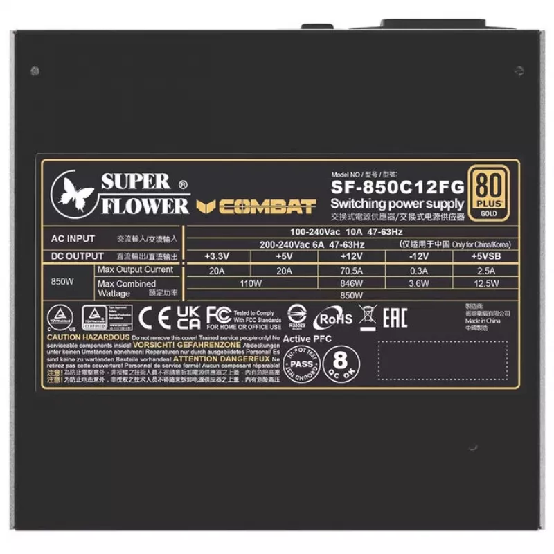 Zasilacz Super Flower Combat FG 850 Watt, ATX 3.1, modułowy