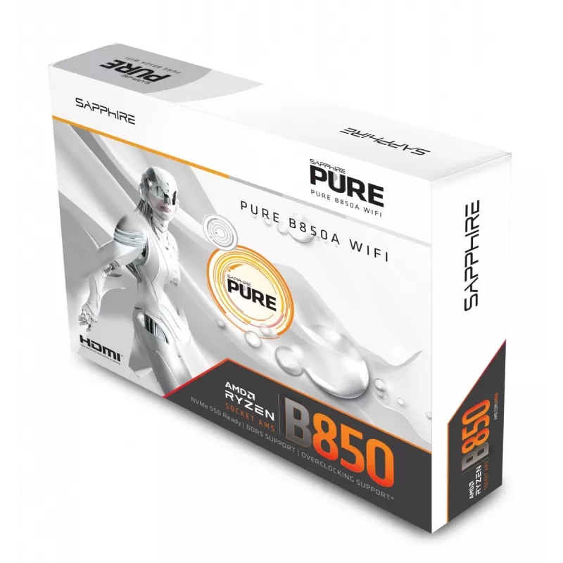 Płyta główna Sapphire PURE B850A WIFI7 ATX — chipset B850, Wi‑Fi 7, obsługa DDR4