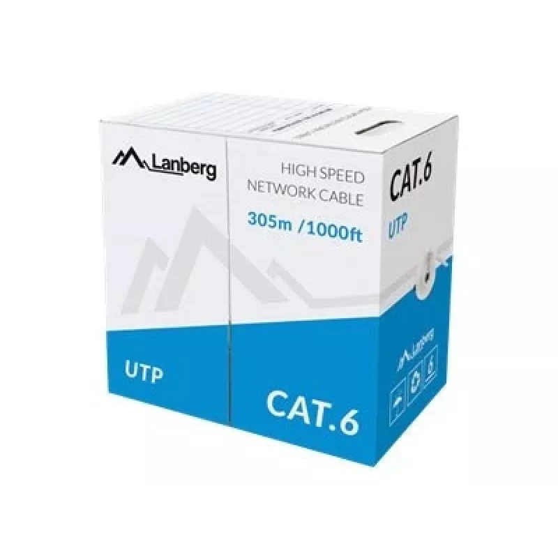 Kabel sieciowy LANBERG LCU6-10CC-0305-S U/UTP Kat.6 305 m, 23 AWG, CCA, szary