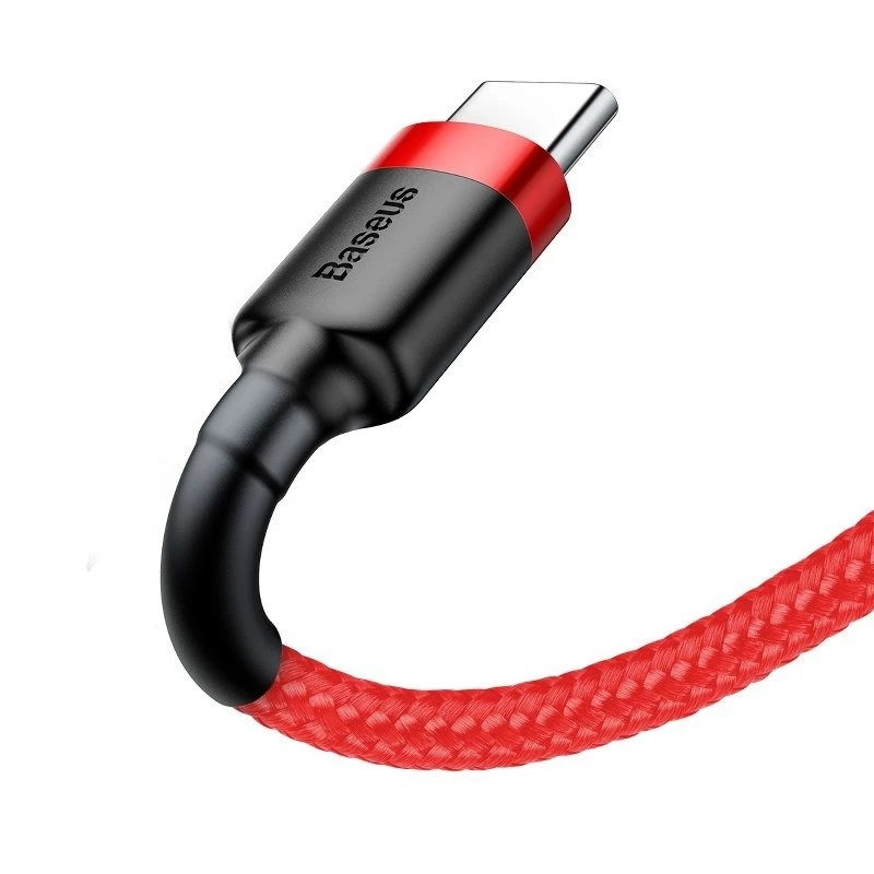 Kabel USB 2.0 A na USB-C Baseus CATKLF-B09 1m QC3.0 nylonowy pleciony czerwony, szybkie ładowanie i synchronizacja danych