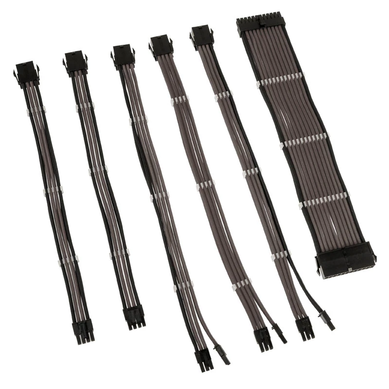 Zestaw przedłużaczy kablowych Kolink Core Adept — pleciony PET, 6-elementowy zestaw, 20+4-pin, 8-pin, 4+4-pin, 3×6+2-pin (300–350 mm)