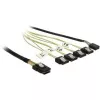 Wewnętrzny kabel Mini SAS na 4×SATA DELOCK 0.5 m — Mini SAS SFF-8087 na 4×SATA 7p, czarny/srebrny/żółty